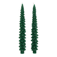 Set de 2 velas &aacute;rbol de Navidad verdes 25cm 
