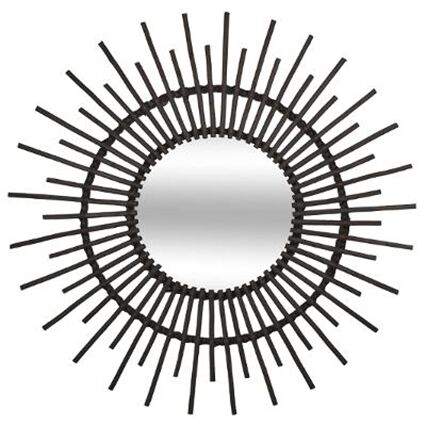 Espelho decorativo preto redondo rattan, , large