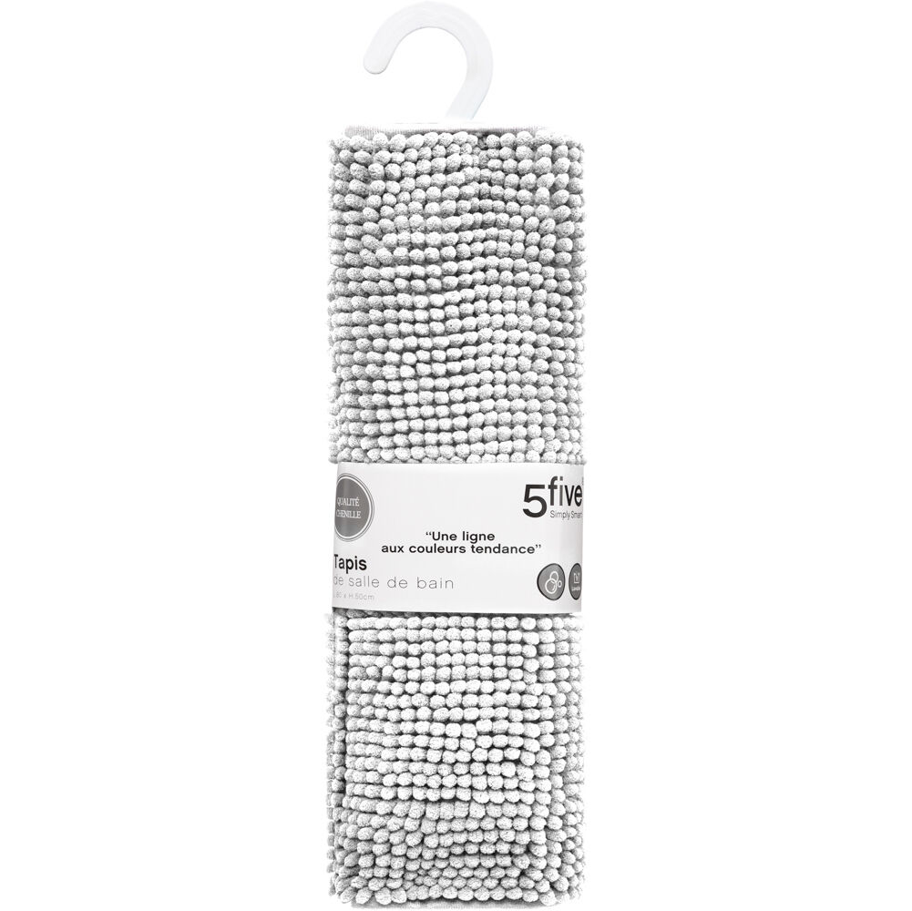 Bath mat chenille black, , large