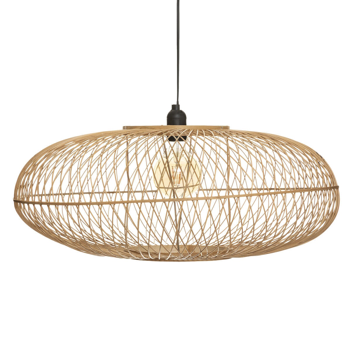 Candeeiro de teto LOREN bege em bambu, , large