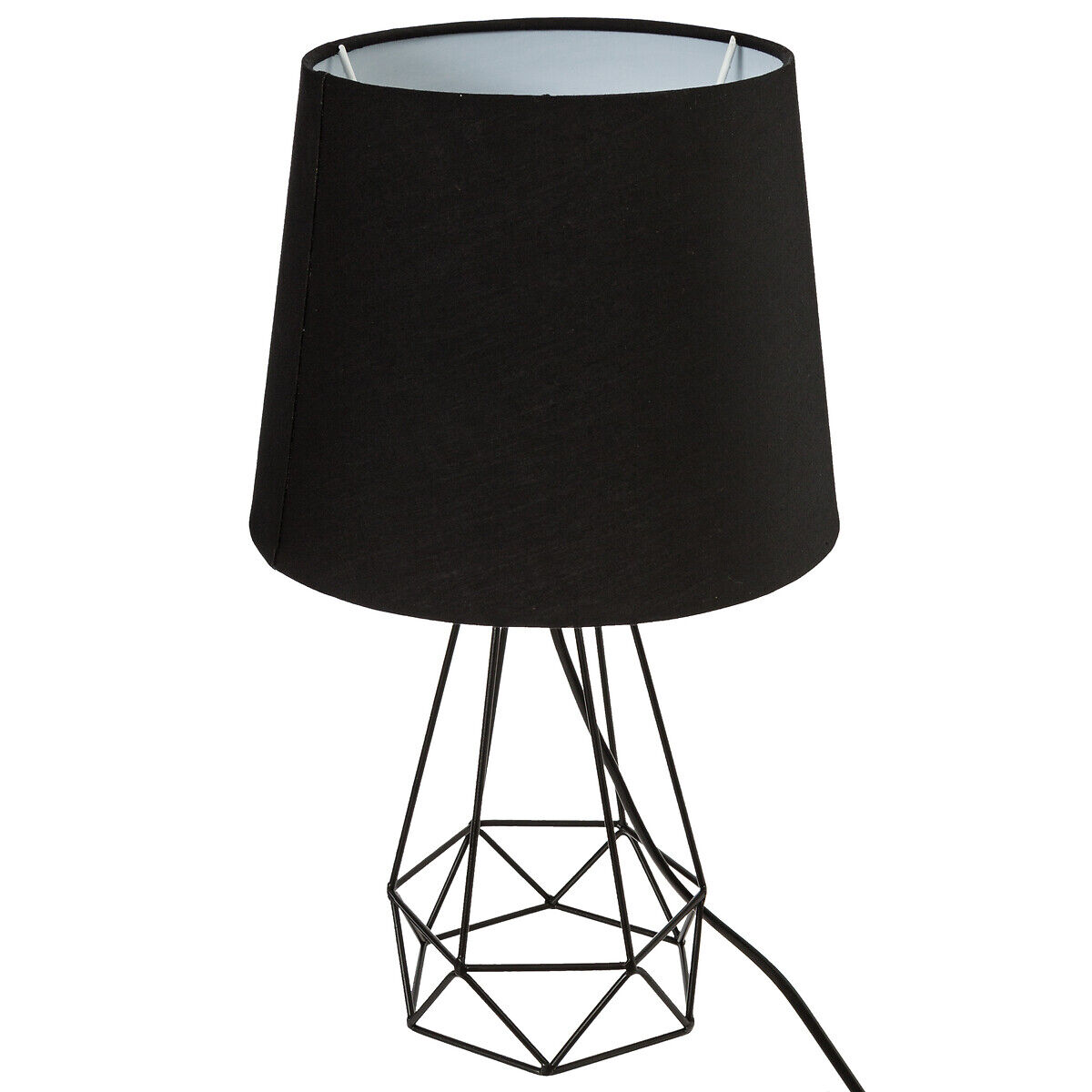 Candeeiro de mesa moca preto com base em metal, , large
