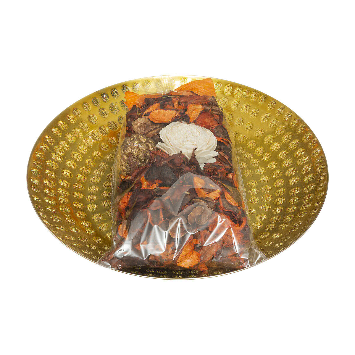Pot-pourri jasmine with gold metal dish, , large