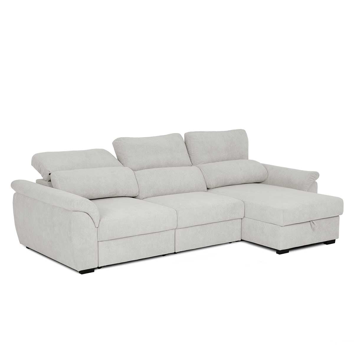 Sofá cama BREMAN cinza com cofre e chaise longue, , large