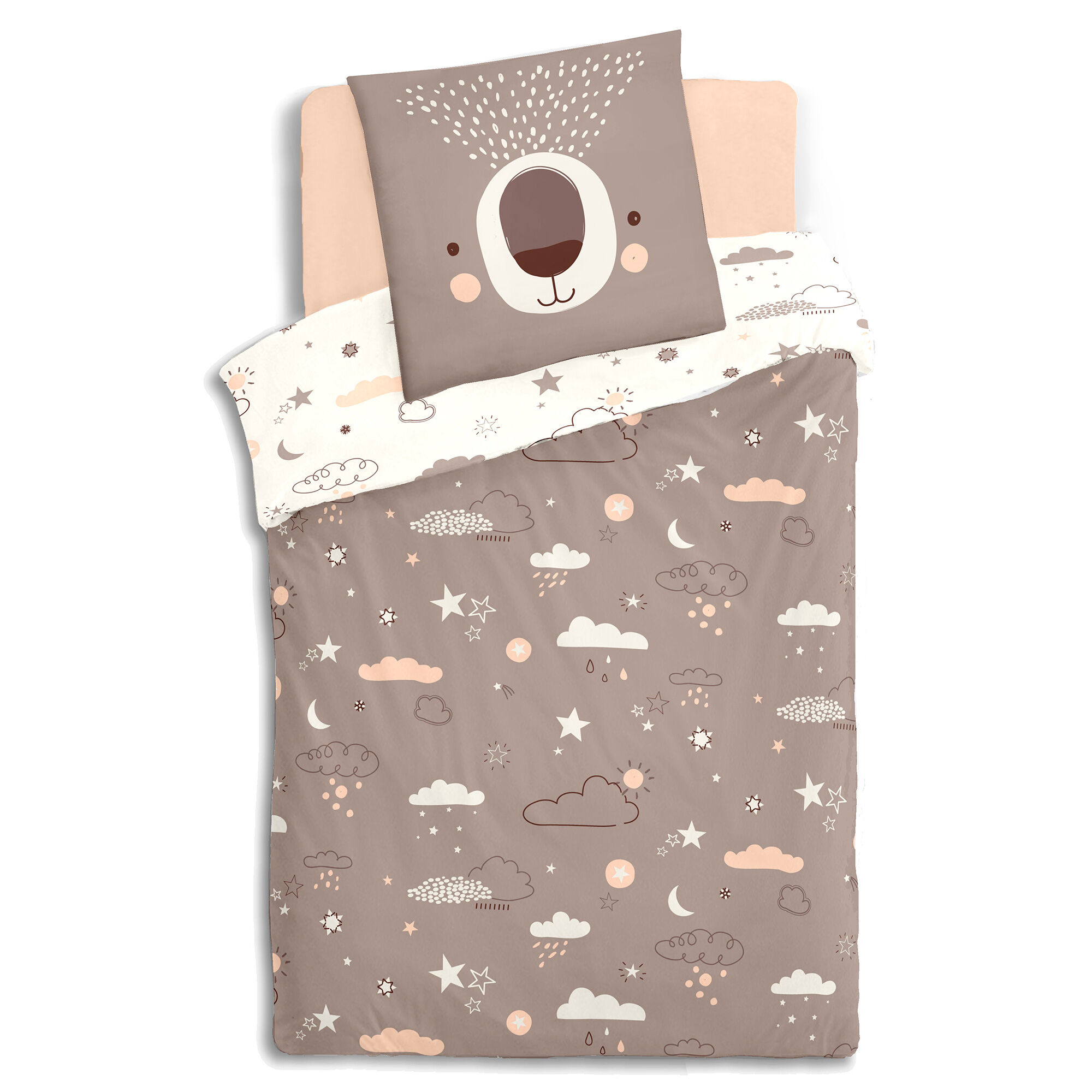 Capa de edredão e capa de almofada urso reversivel 140x200cm, , large