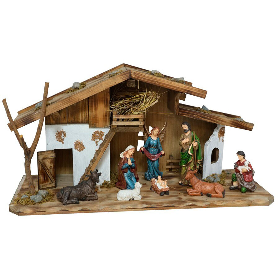 Presépio cabana com 8 figuras, , large