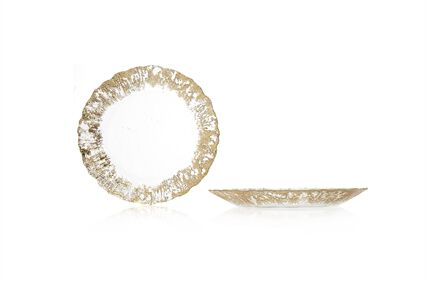 Prato para bolo com beira dourada 21,5cm, , large