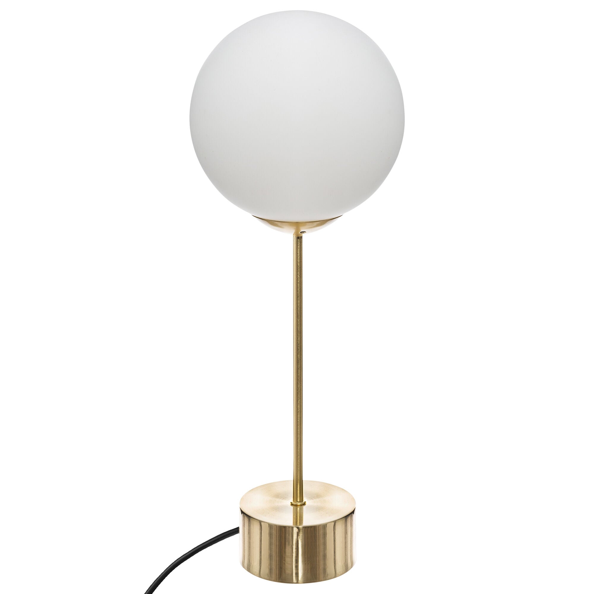 Candeeiro de mesa dris bola branca e base reta dourada, , large