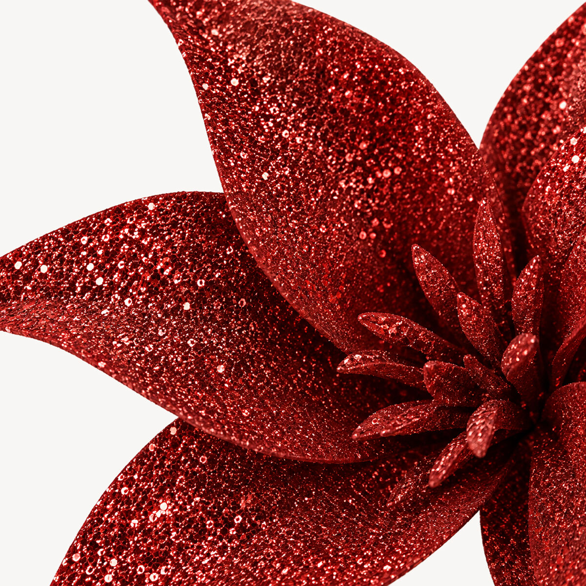 Haste flor natalícia vermelha com glitter 30cm, , large