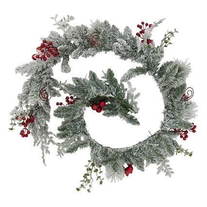Guirnalda Con Efecto Nieve Y Bayas 180cm , , large