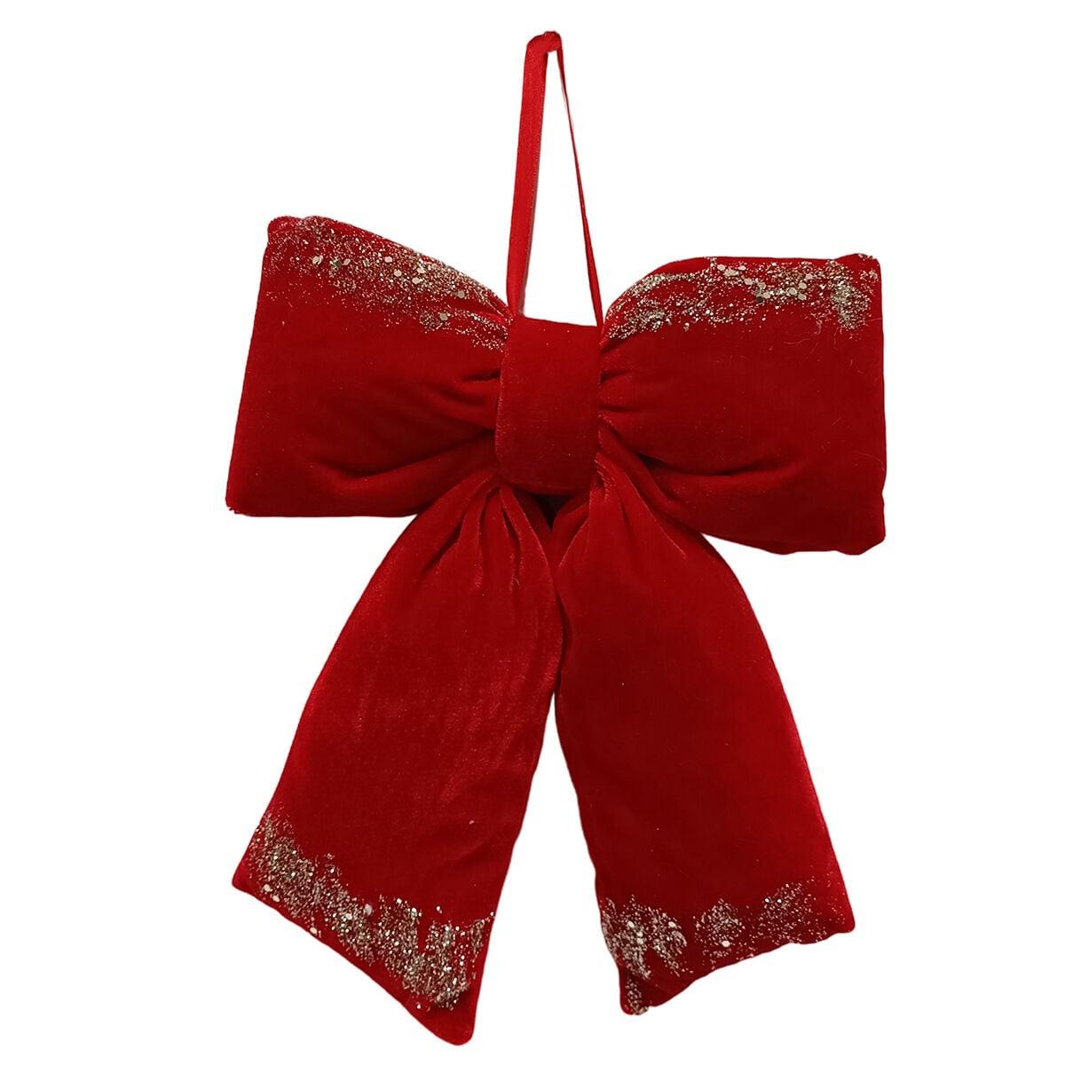 Laço vermelho e dourado em veludo 29cm, , large