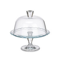 Plato para tarta de vidrio con pie y campana 26cm