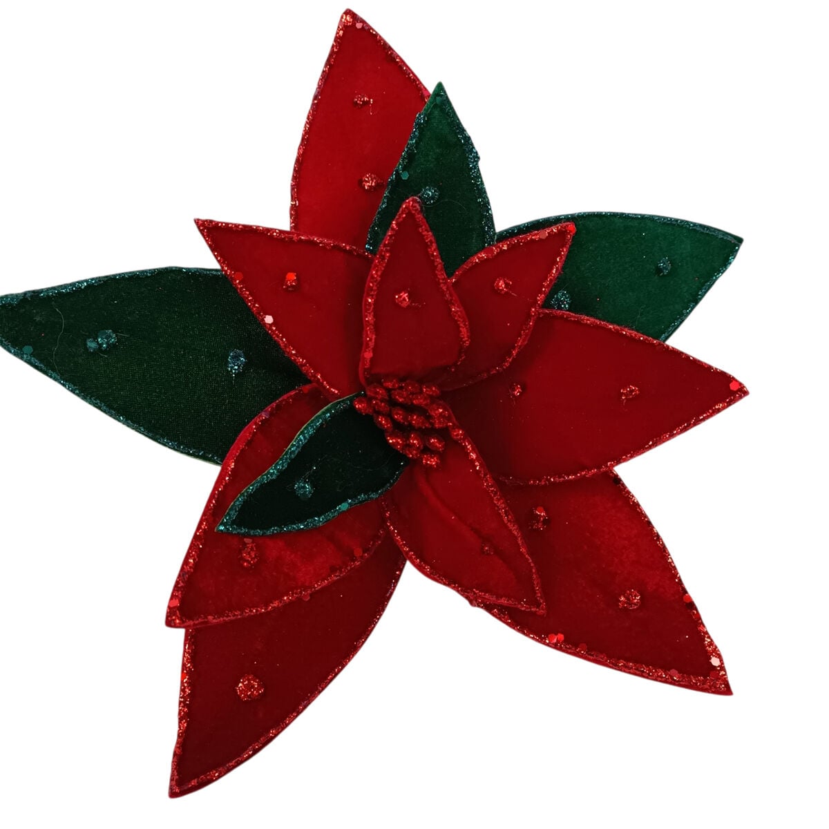 Haste poinsettoa em veludo 32cm, , large