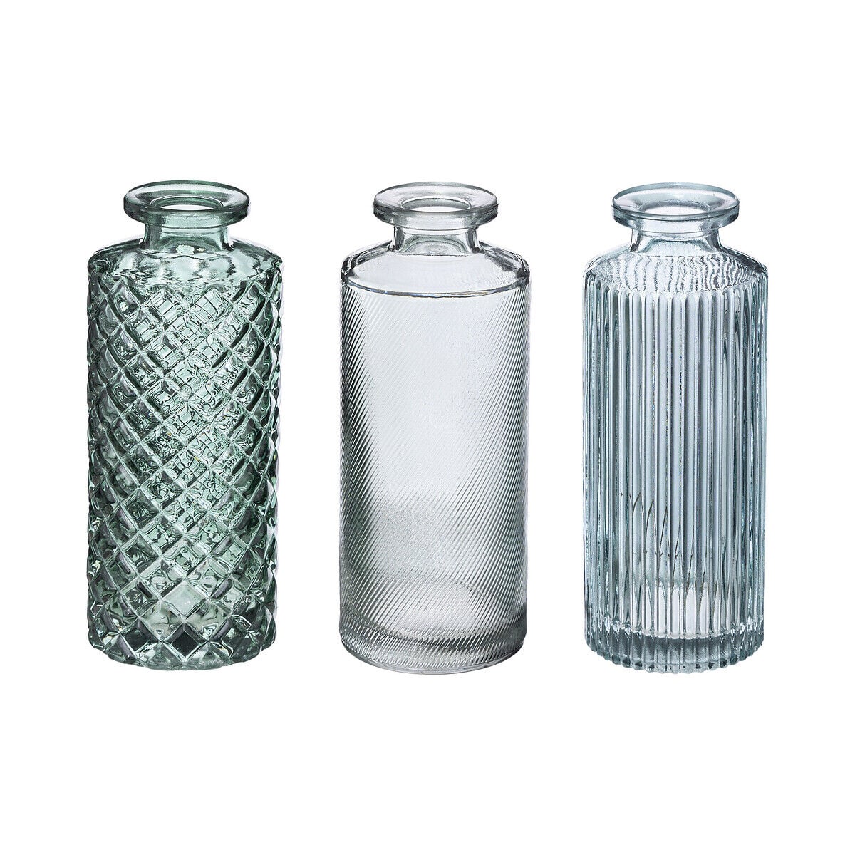 Conjunto de 3 jarras ESTRIADO verde em vidro, , large