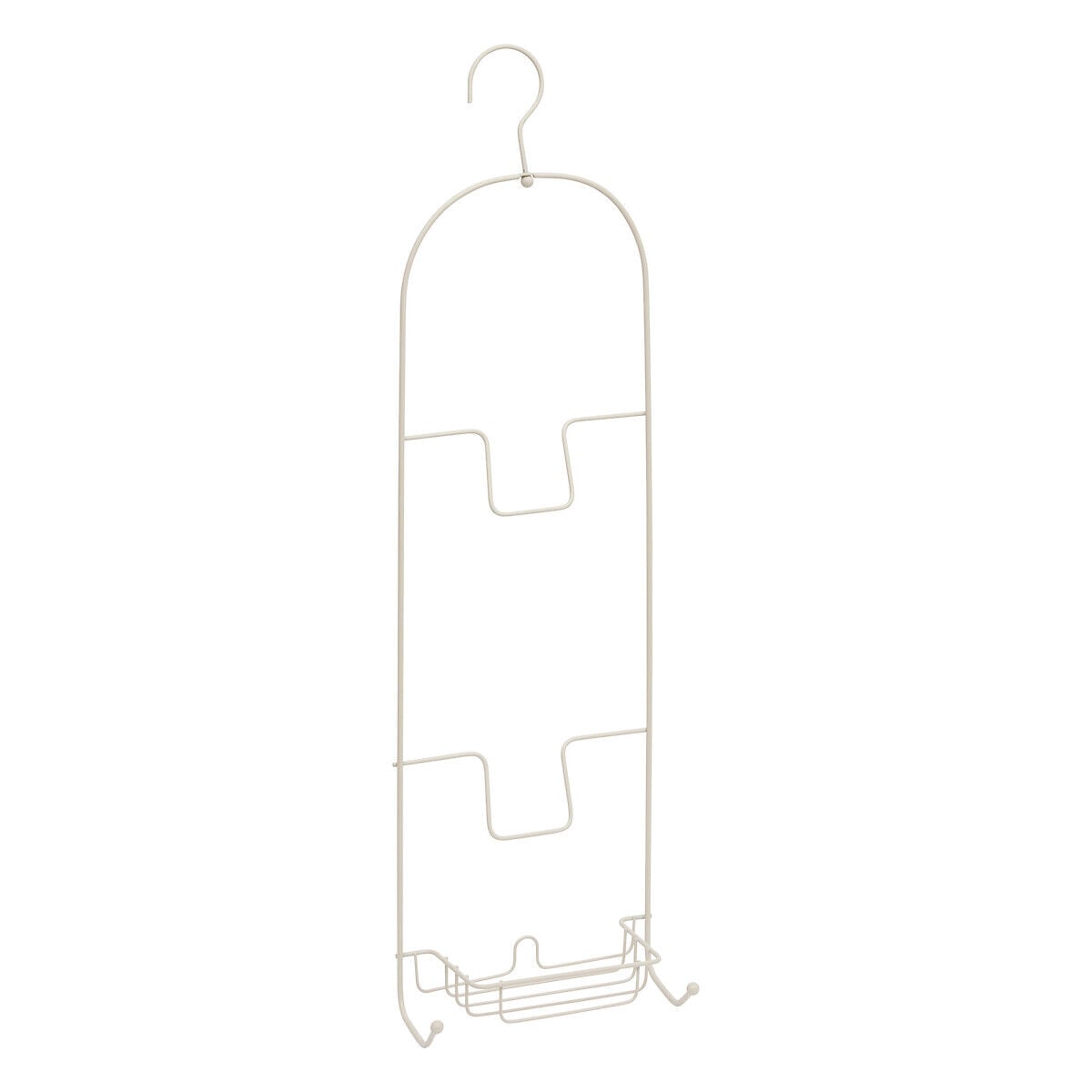 Suporte para duche bege em metal com 2 ganchos, , large