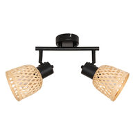 L&aacute;mpara pared LIO beige efecto r&aacute;fia 2 bombillas