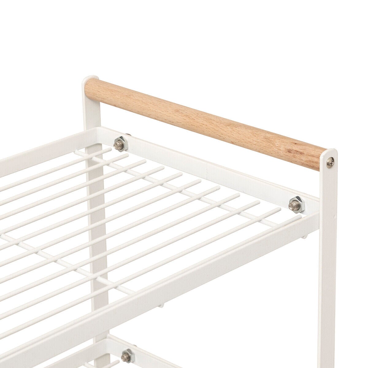 Kitchen shelving unit white with 2 tiers, , large
