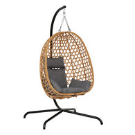 Mecedora gris pardo con coj&iacute;n blanco