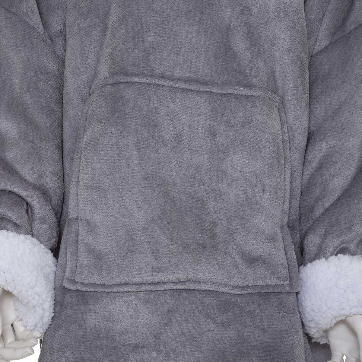 Manta camisola com capuz cinza, , large