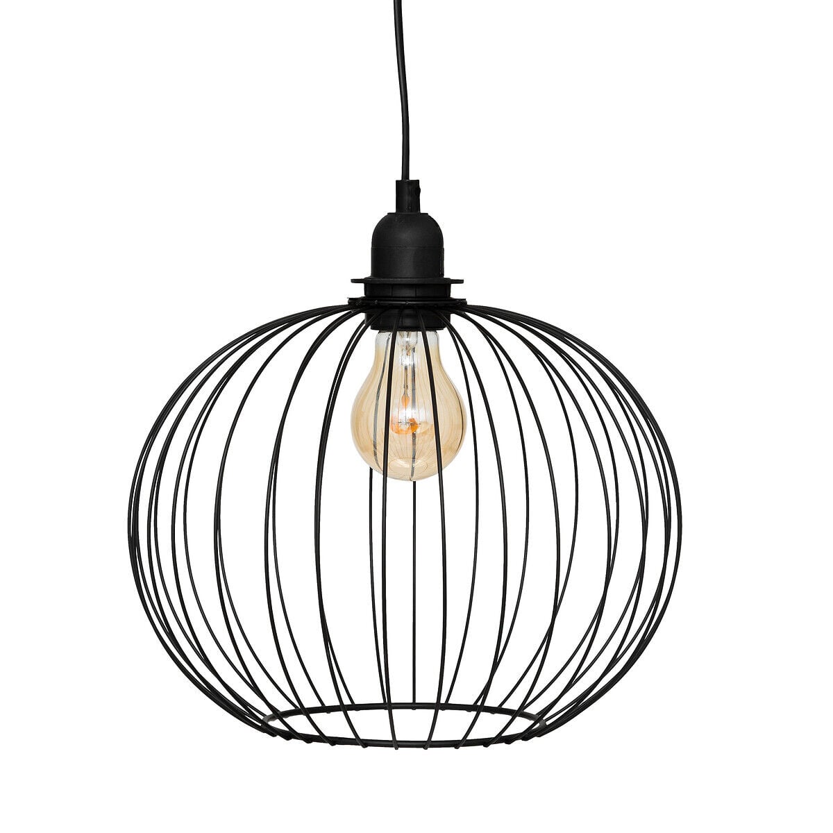 Candeeiro de teto VICTA preto redondo em metal 28cm, , large