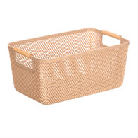 Cesto beige con asa de bamb&uacute; 36x22cm
