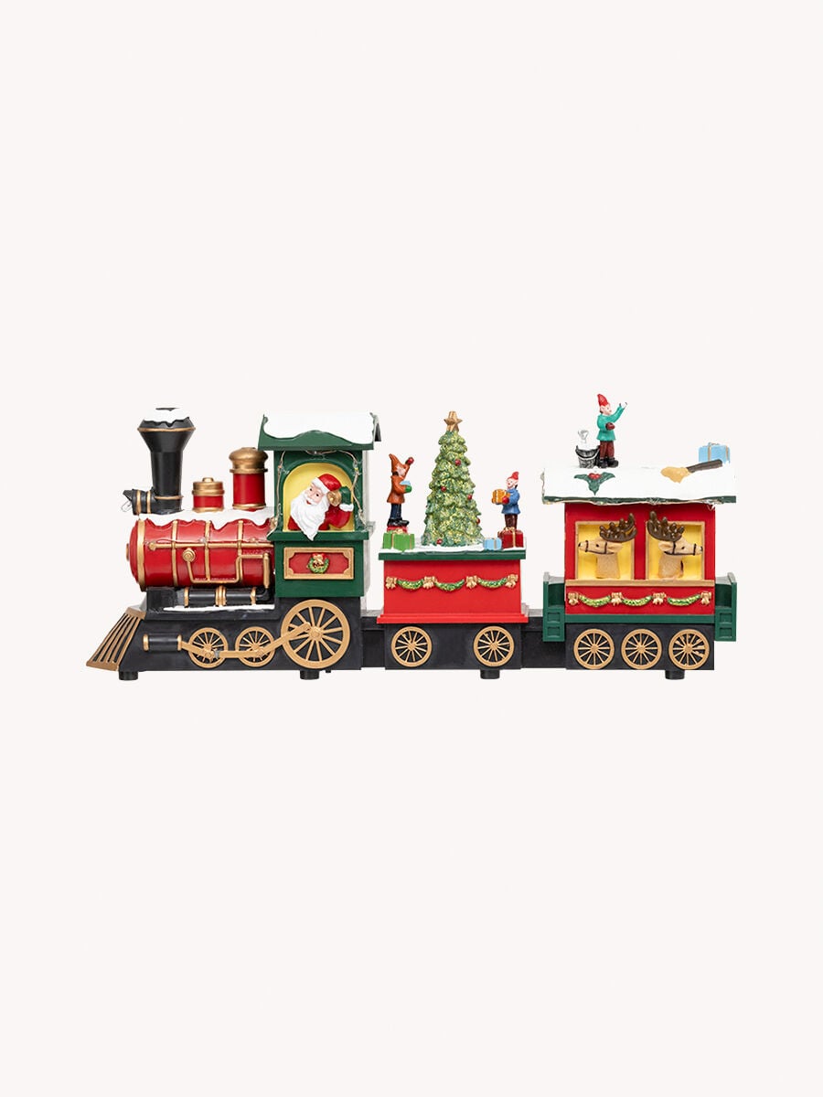 Aldeia comboio do pai natal com luz-música-movimento 38cm, , large