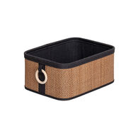 Cesta de ba&ntilde;o de bamb&uacute; con asa de madera 26x36cm