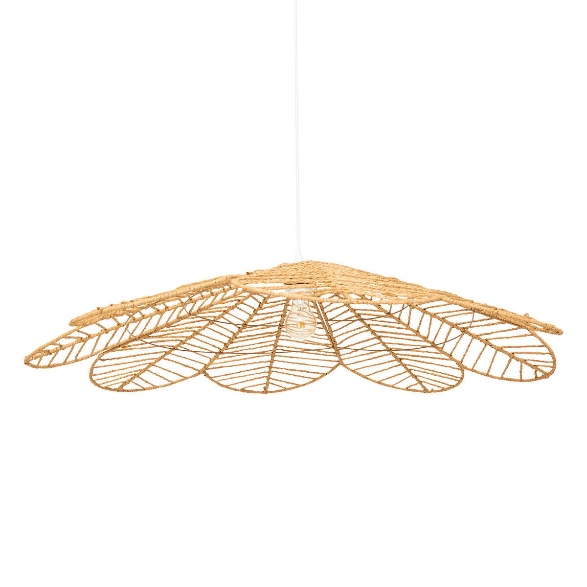 Candeeiro de teto FOLK bege em corda 98cm, , large