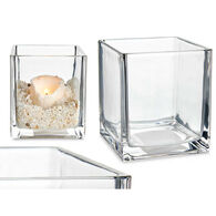 Castiçal De Vidro Quadrado Transparente 12x12cm