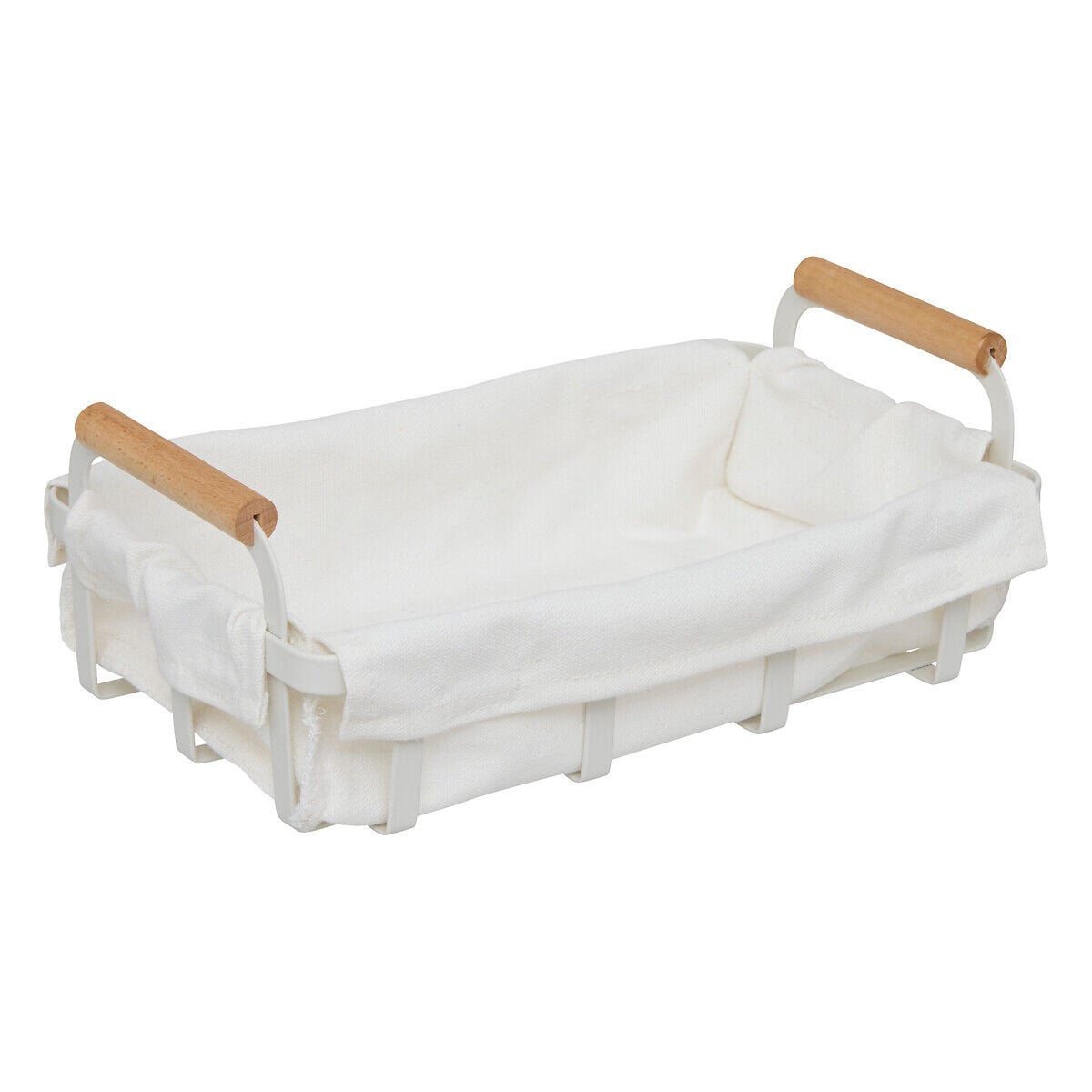 Panera blanca de madera de pino y metal, , large