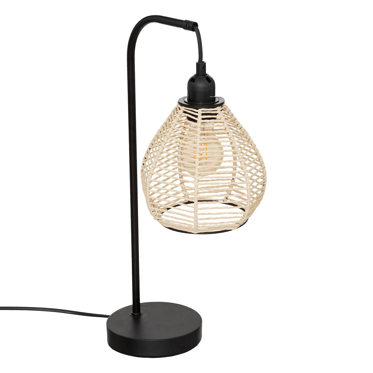 Candeeiro de mesa DELIA preto em metal 47,5cm, , large