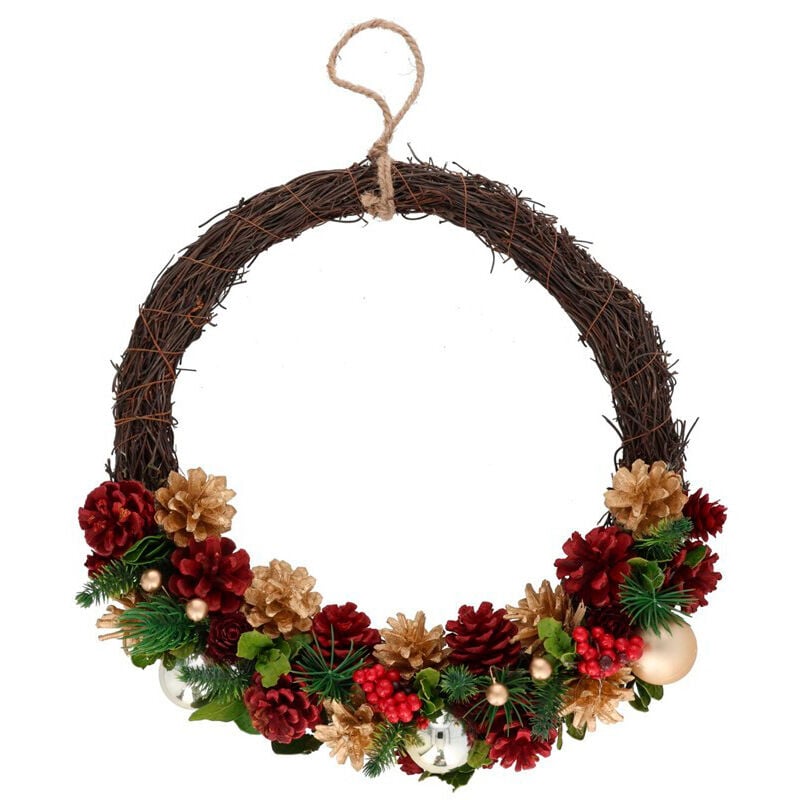 Coroa natalicia com pinhas e bagas 35cm, , large