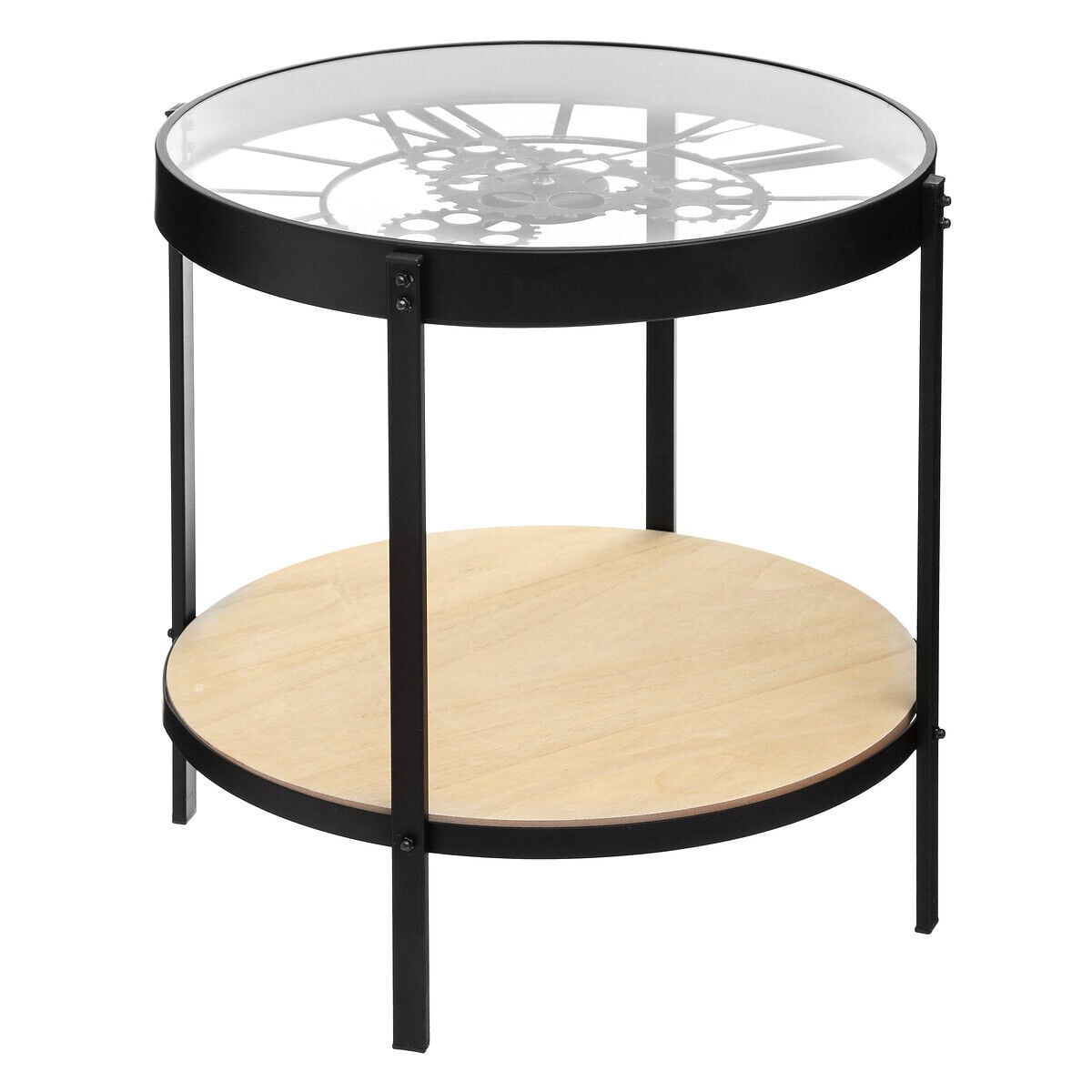 Mesa de apoio com relógio em vidro, , large
