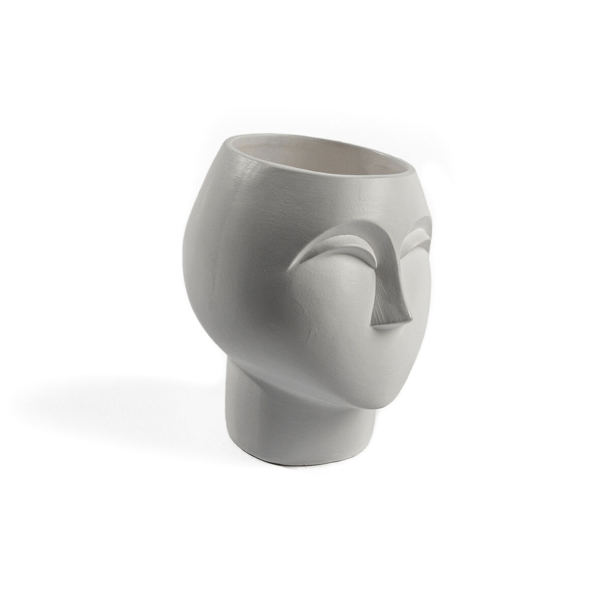 Jarra de cerâmica branca figura cara de mulher, , large