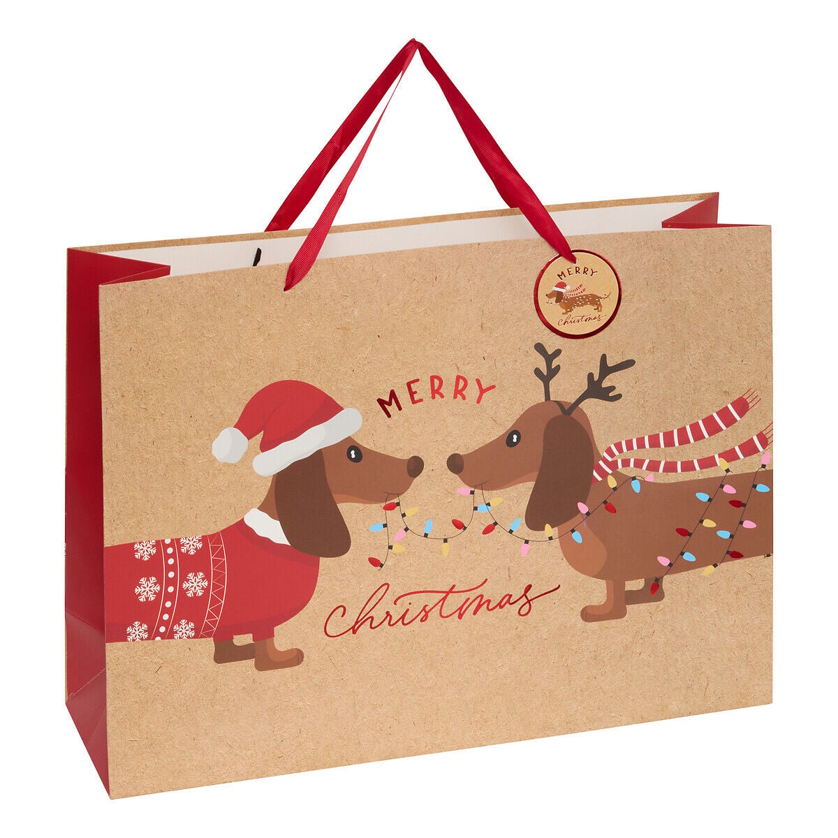 Saco oferta com cãesnatalicios 33x15x46cm, , large