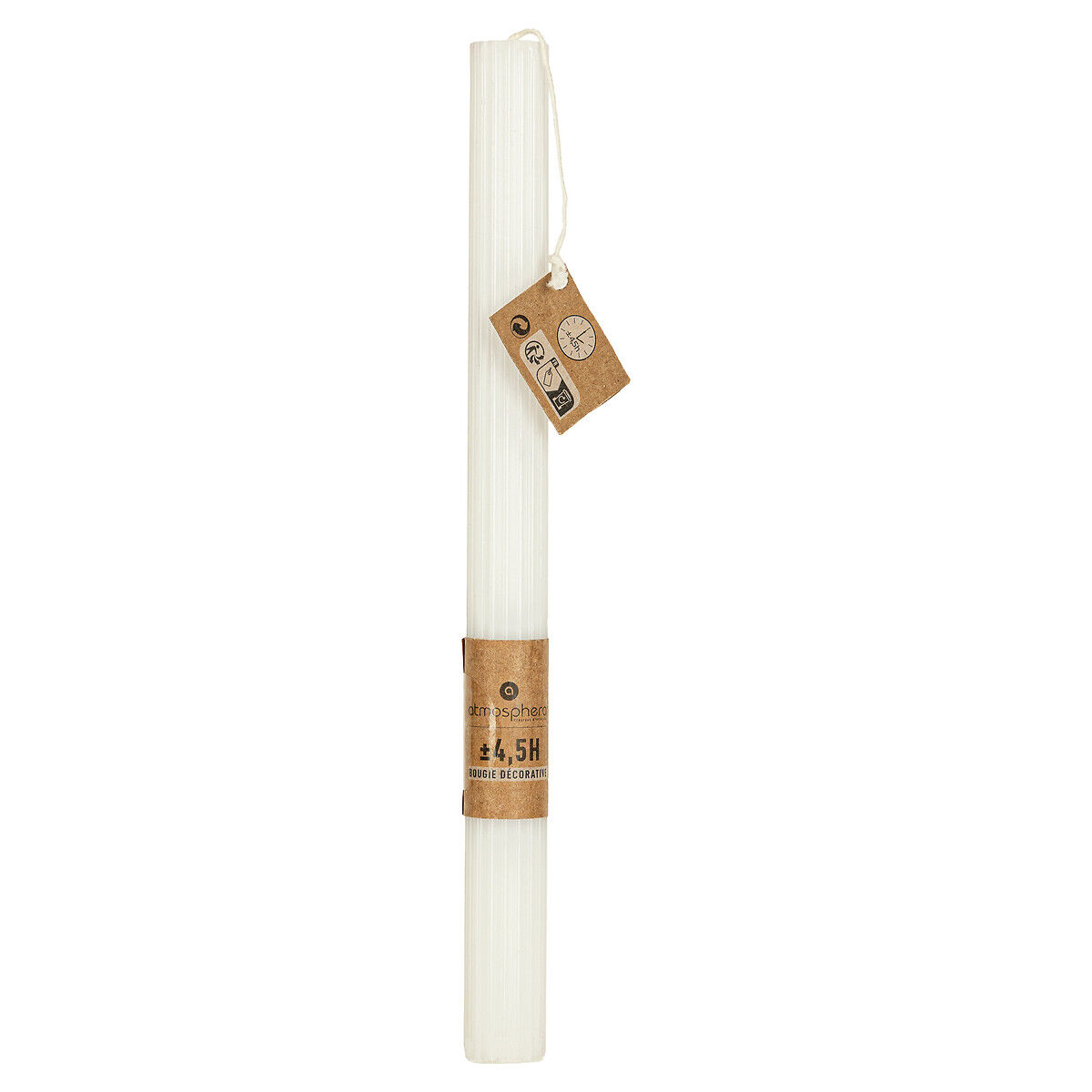 Vela DEMI estriada branca para candelabro 26cm, , large
