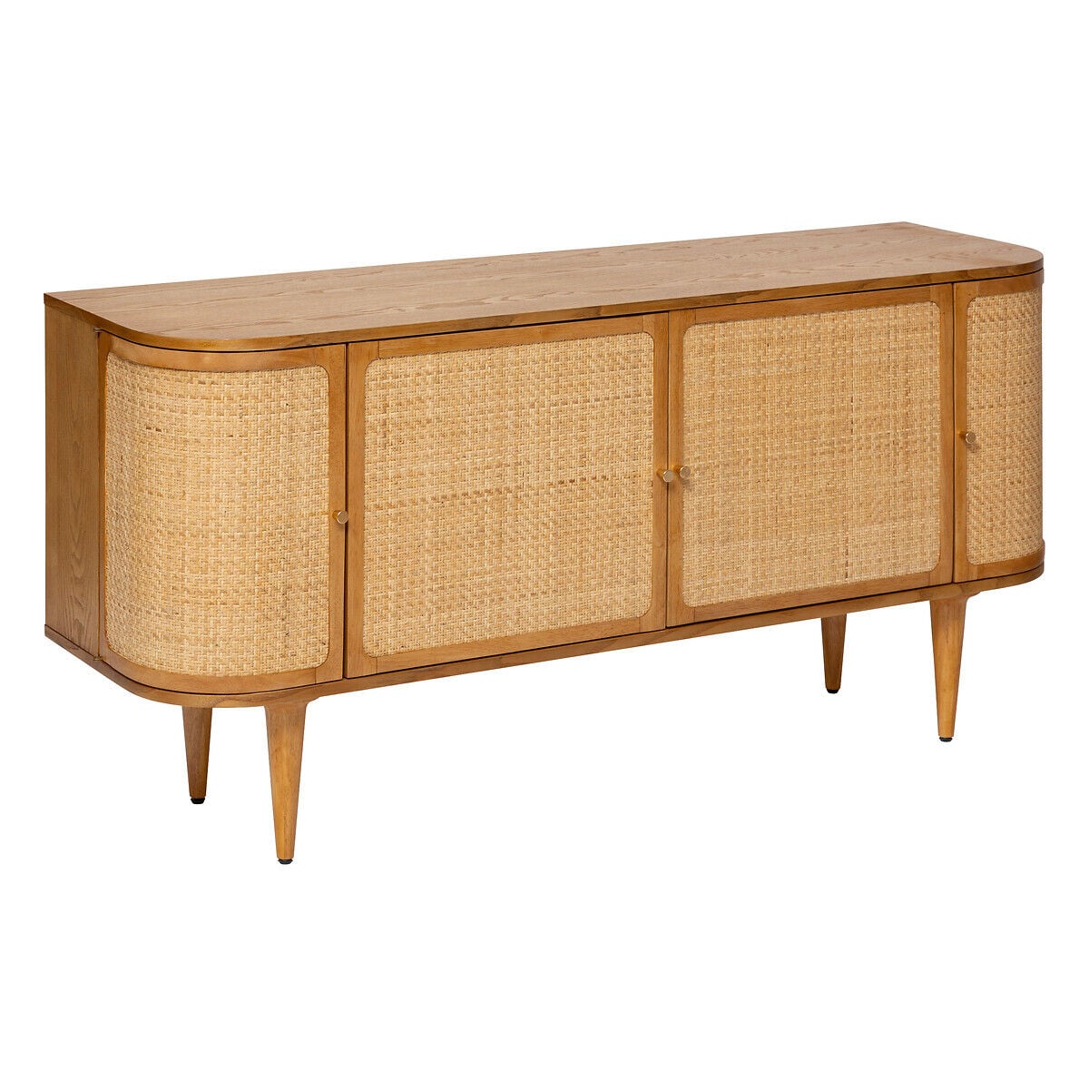 Aparador KISCO com 4 portas em mdf e rattan, , large