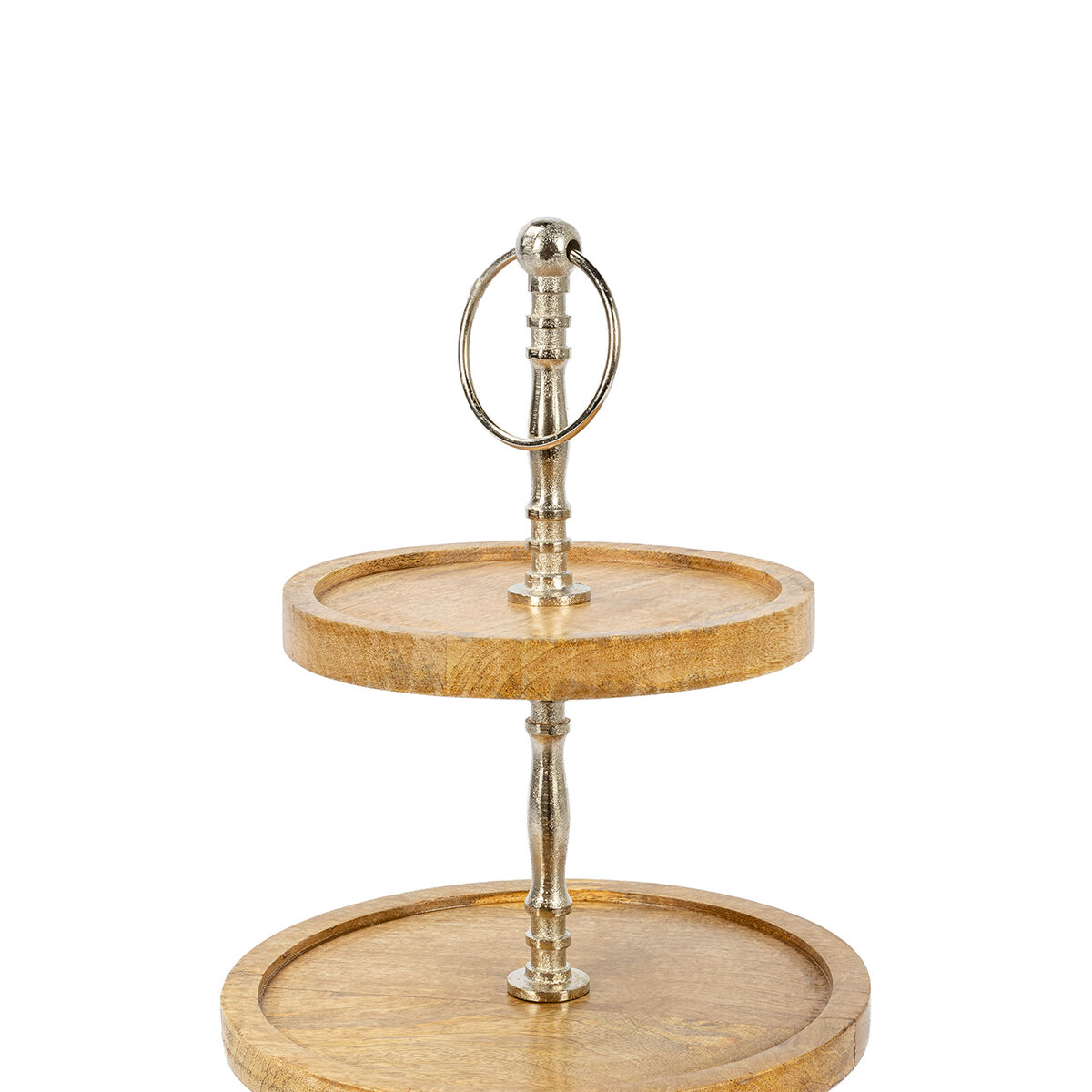 Prato de servir com 3 níveis em madeira mango 62cm, , large