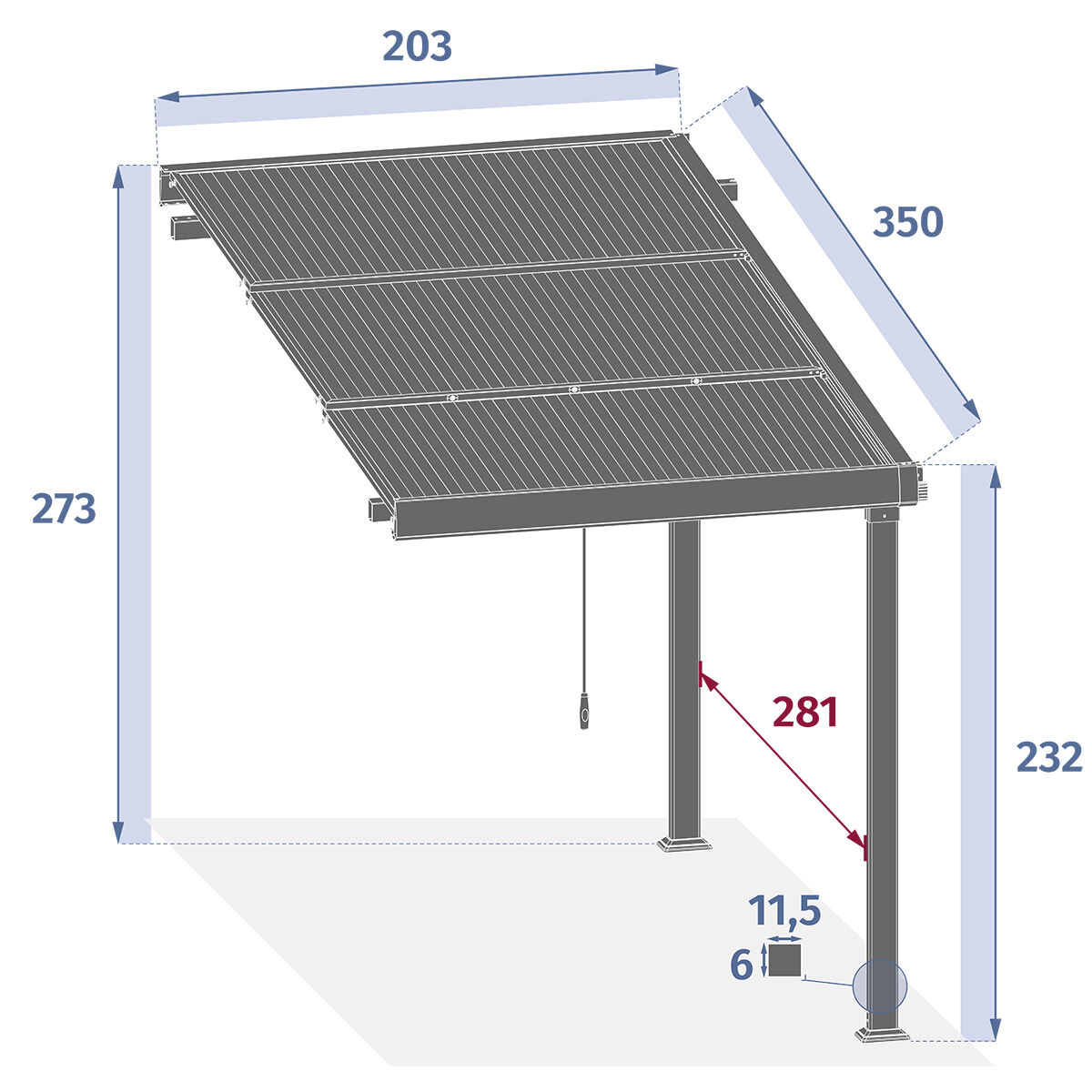 Extensão para pérgola ENOLIE graphite em alumínio 2m, , large