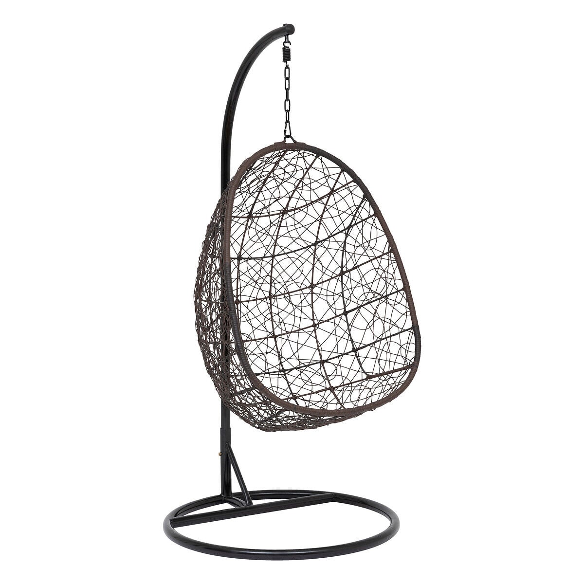 Cadeirão baloiço preto com almofada bege, , large