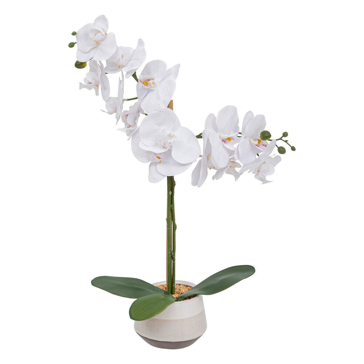 Planta orquídea branca artificial com vaso 52cm, , large