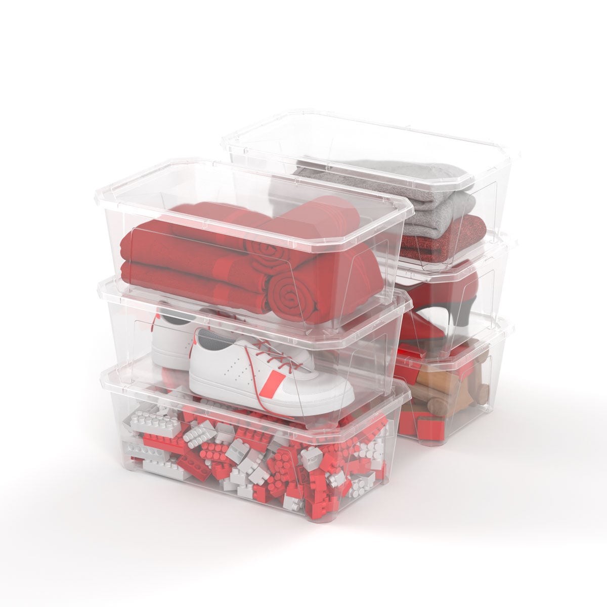 Conjunto de 6 caixas de arrumação transparente 6l, , large