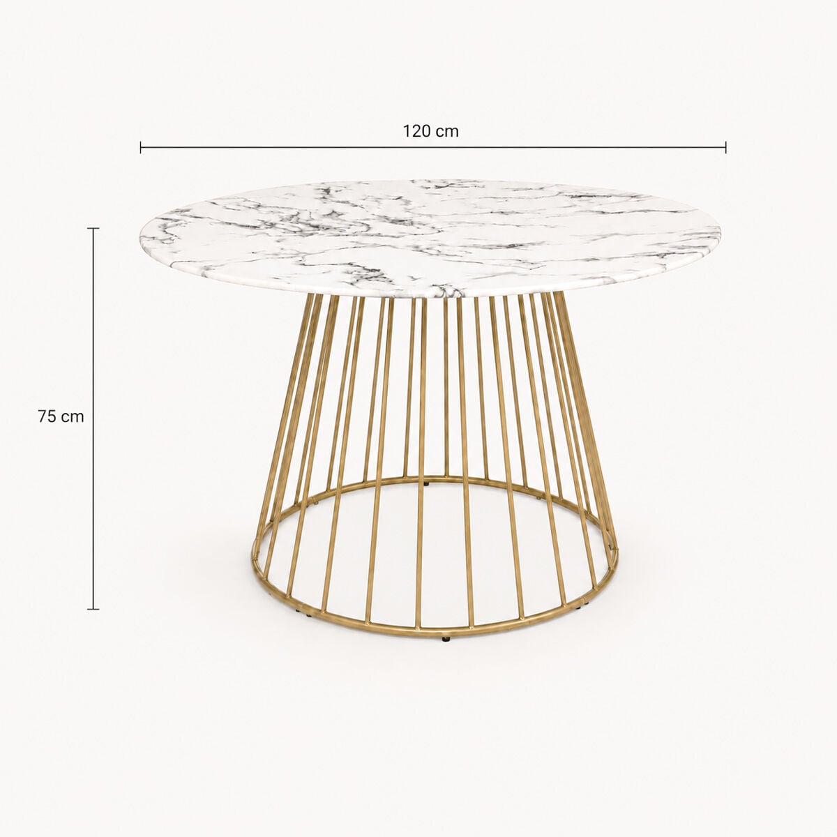 Mesa de jantar redonda com tampo efeito mármore, , large