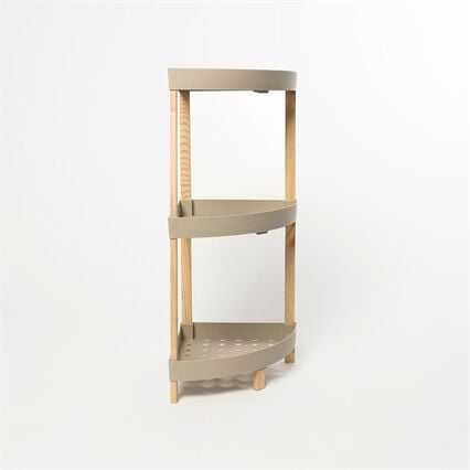Estante esquinero con 3 niveles beige de madera, , large