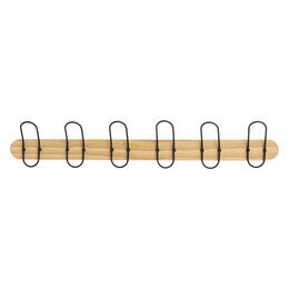 Cabide com 6 ganchos em metal e madeira, , large