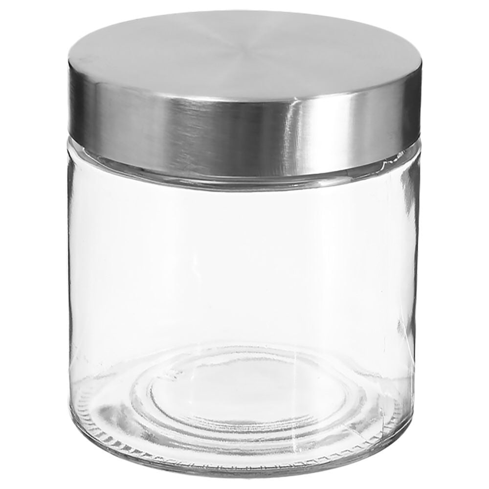 Glass jar with stainless steel lid, , large