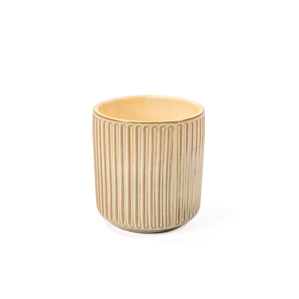 Vaso de cerâmica decoração riscas taupe 15cm, , large