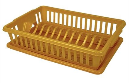 Escorredor de loiça amarelo com tabuleiro, , large