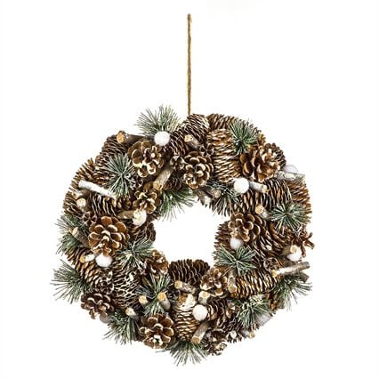 Coroa natalícia decorada 34cm, , large