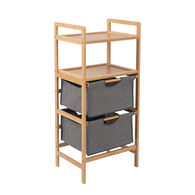 Mueble para baño de bambú con 2 cestas para ropa