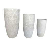 Maceta de fibra de arcilla blanca